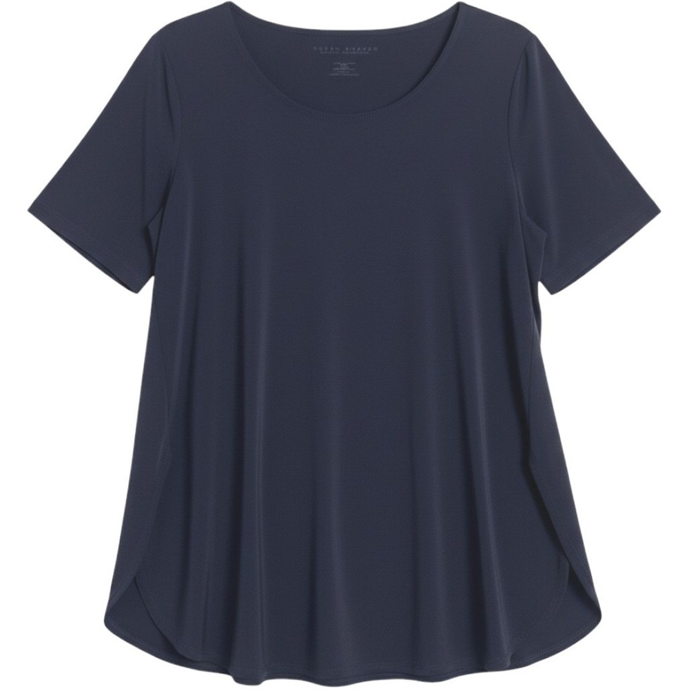 Susan Graver Modern Essentials Navy Large Tulip Hem Office Casual Oversized Soft